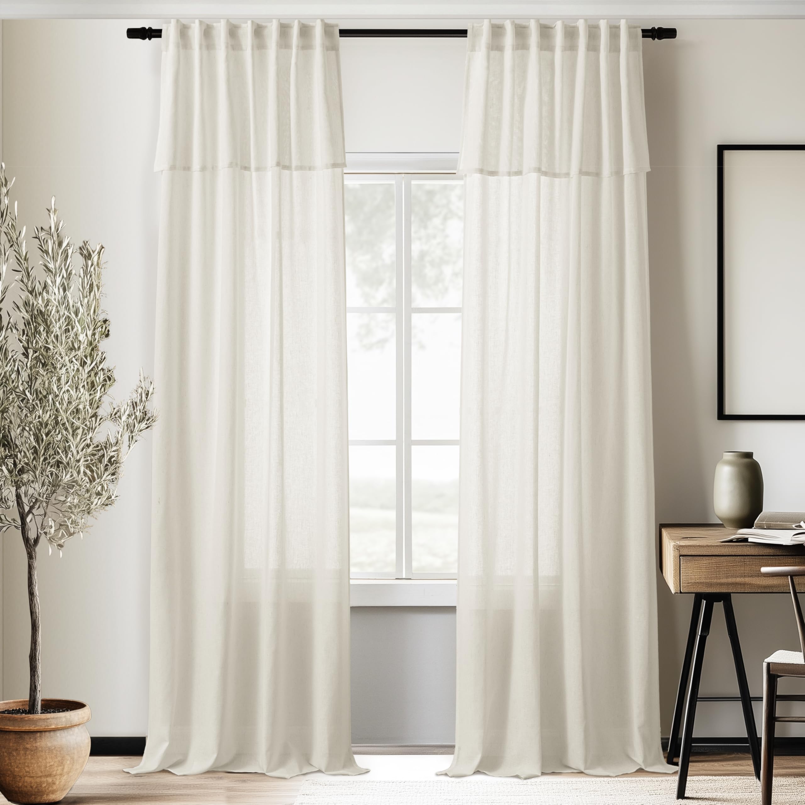 Elegant farmhouse layered ruffled curtains