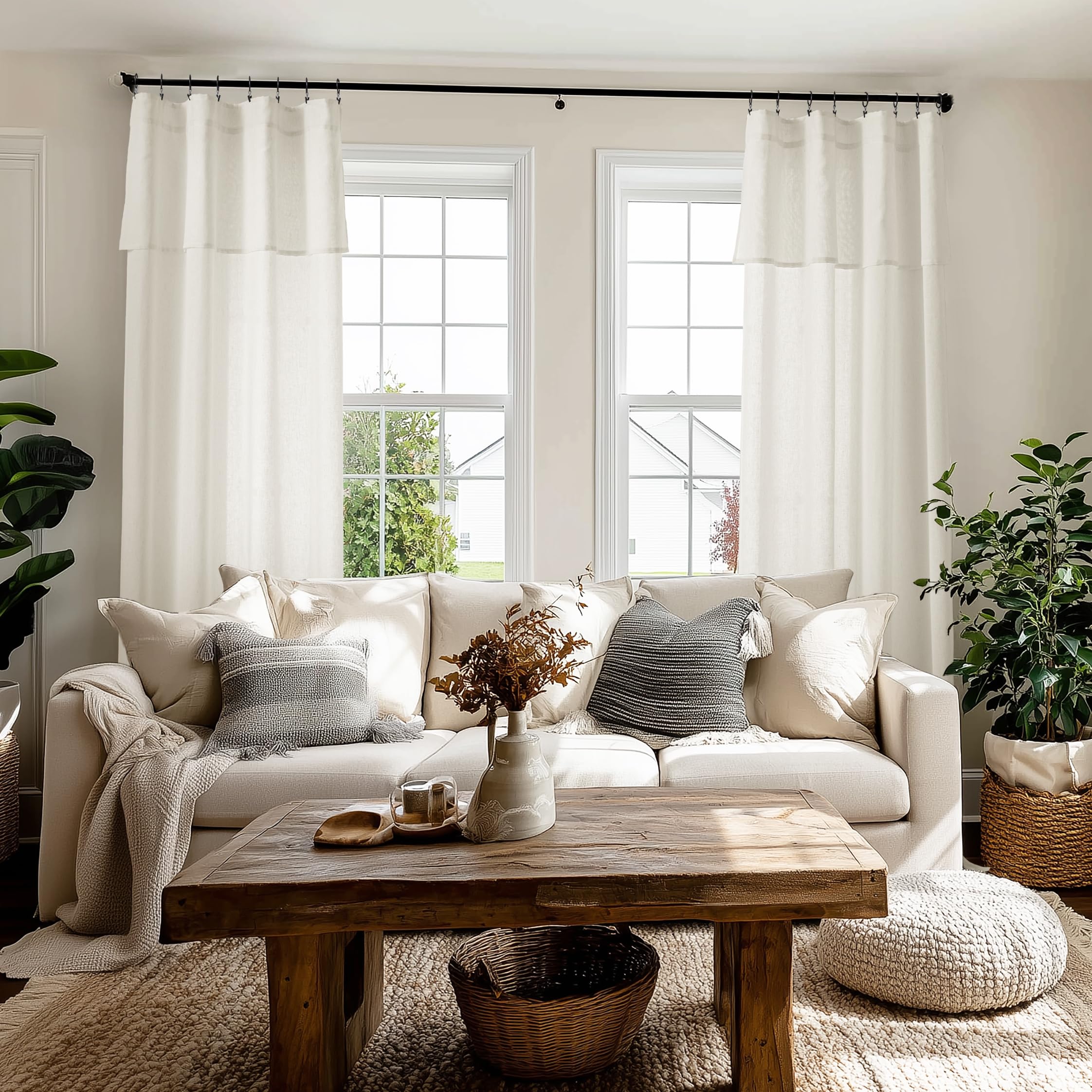 Elegant farmhouse layered ruffled curtains - Image 4