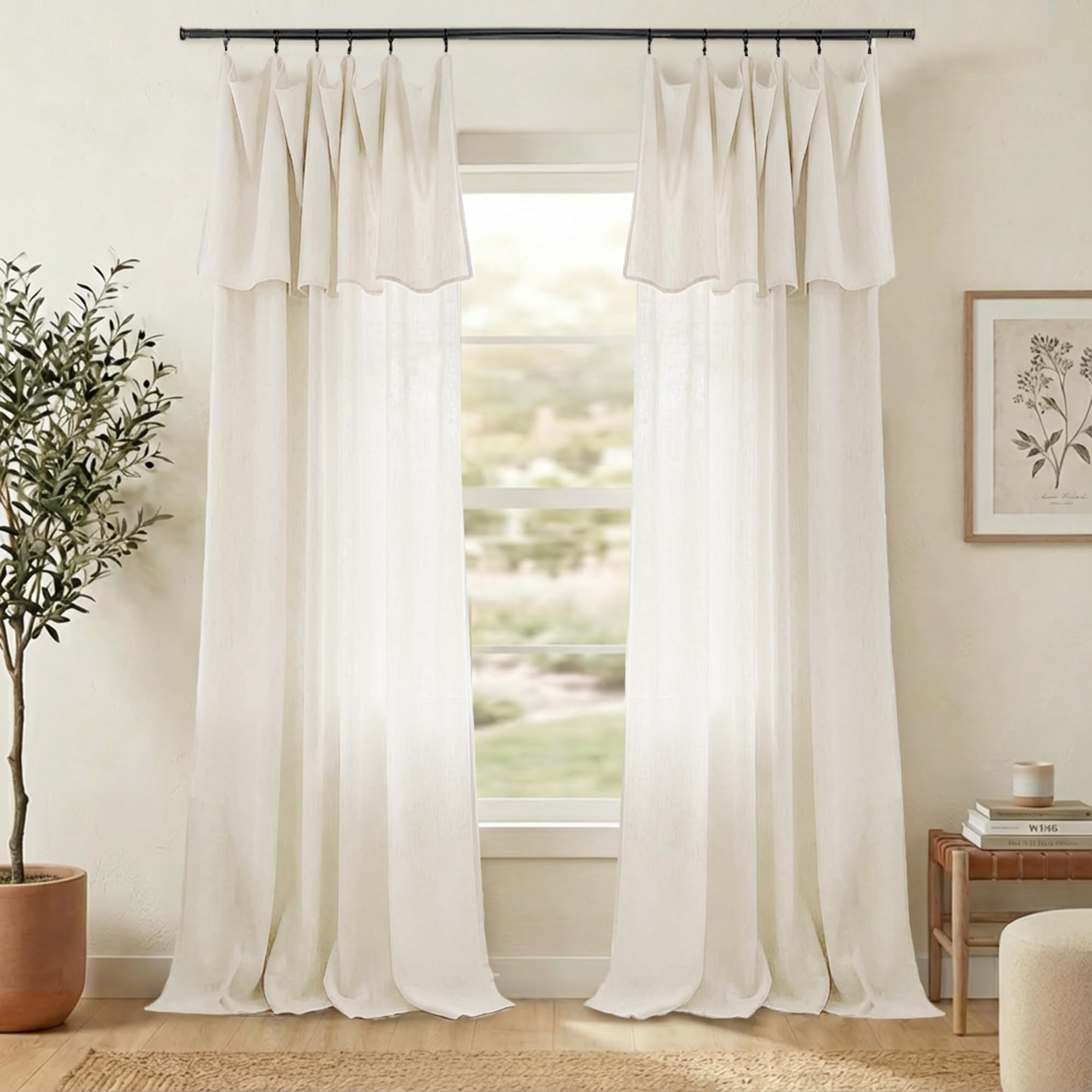 Elegant farmhouse layered ruffled curtains - Image 5