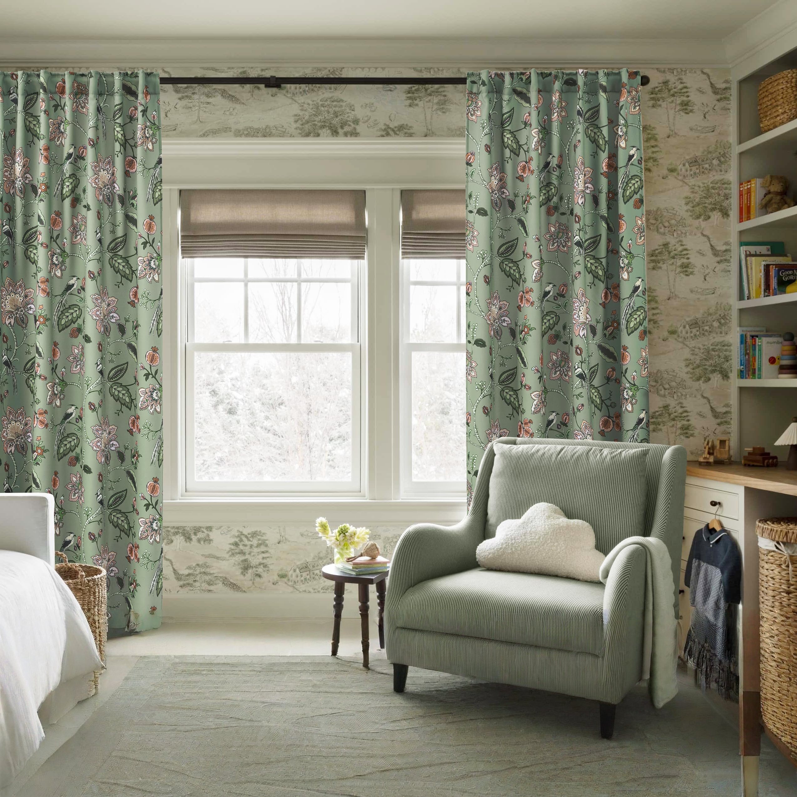 Floral and butterfly garden pattern curtains