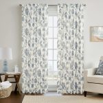 Light blue floral print curtains
