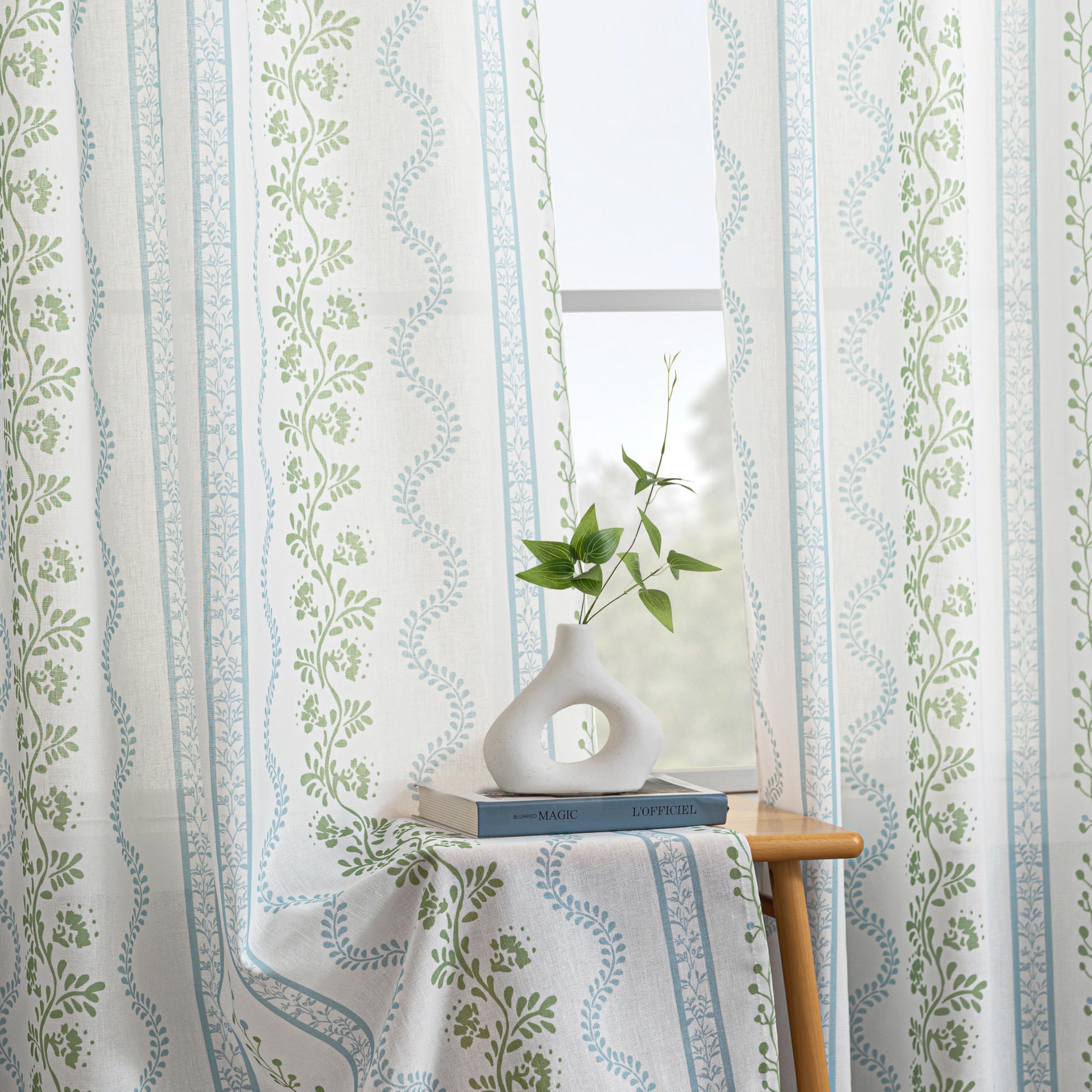 Light blue vertical striped curtains - Image 3