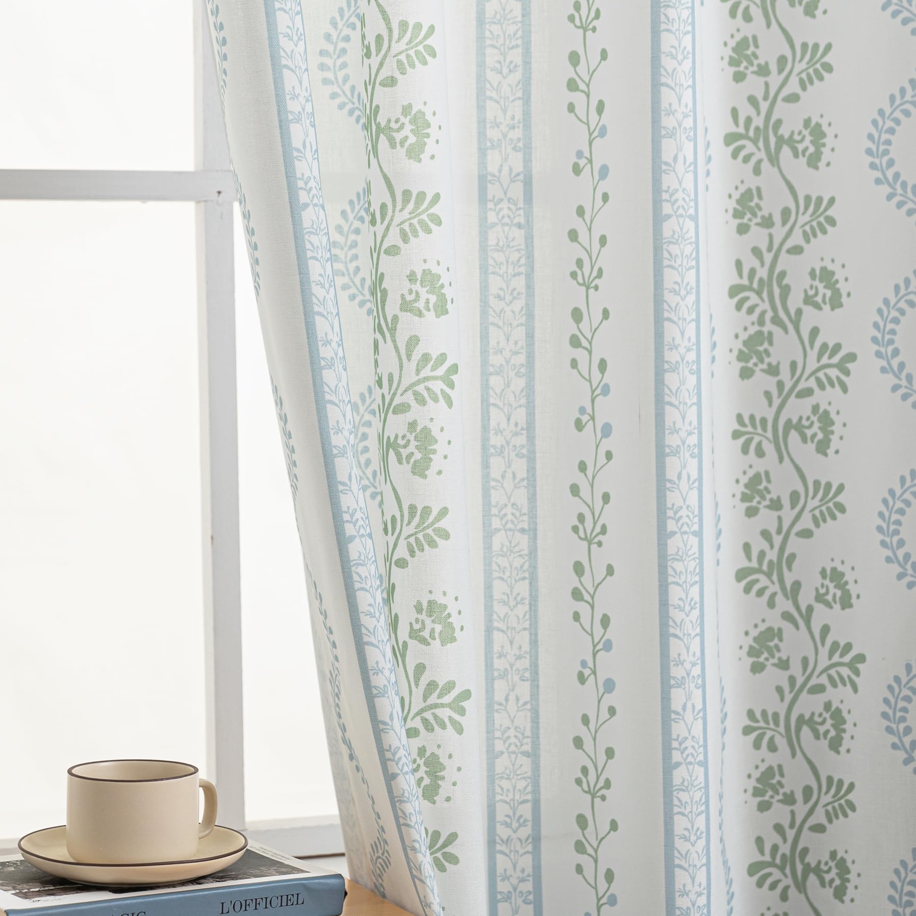 Light blue vertical striped curtains - Image 4