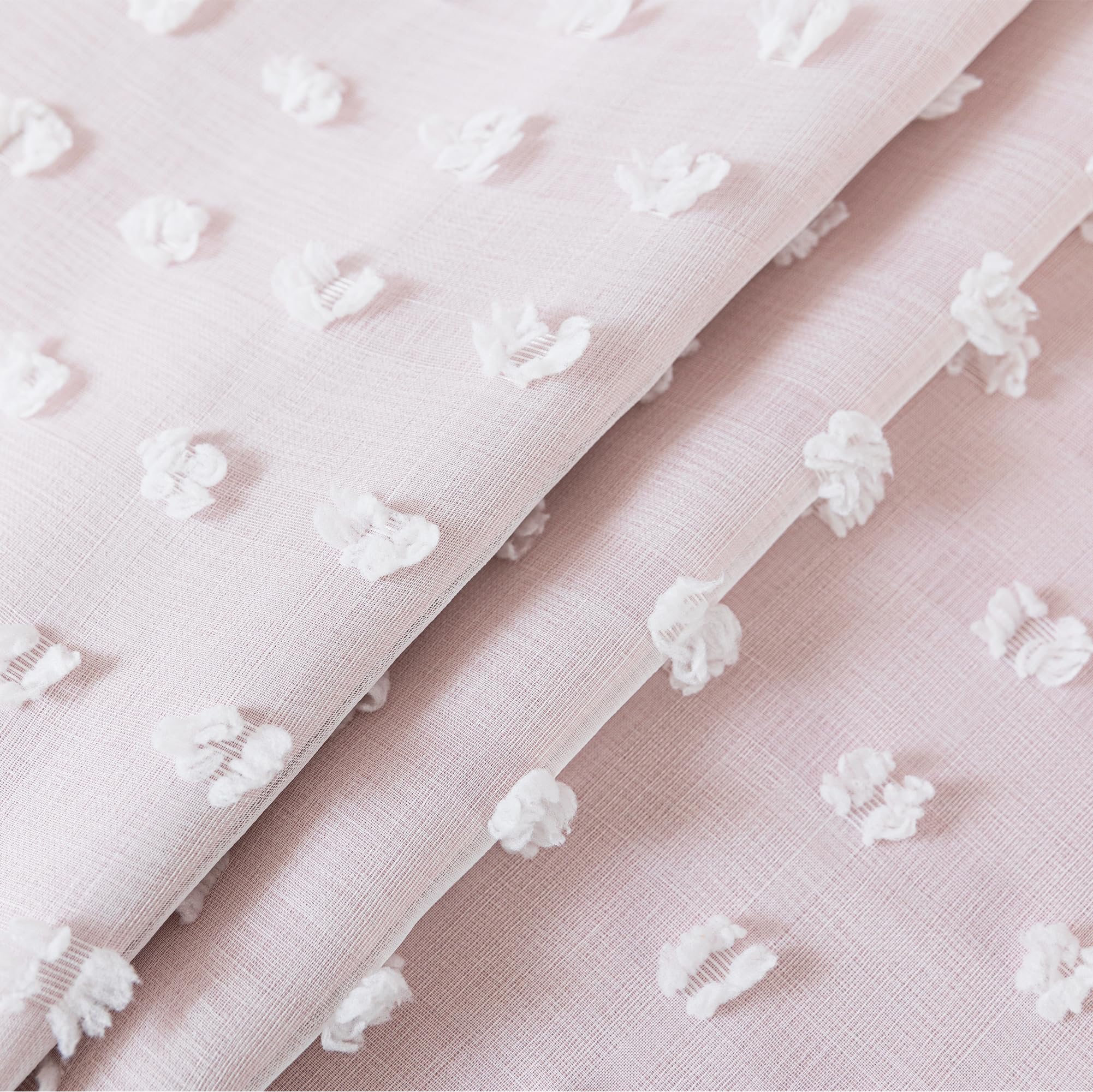 Light pink curtains with transparent clip-on ties - Image 3
