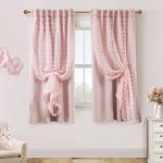 Light pink vertical tufted polka dot pattern curtains