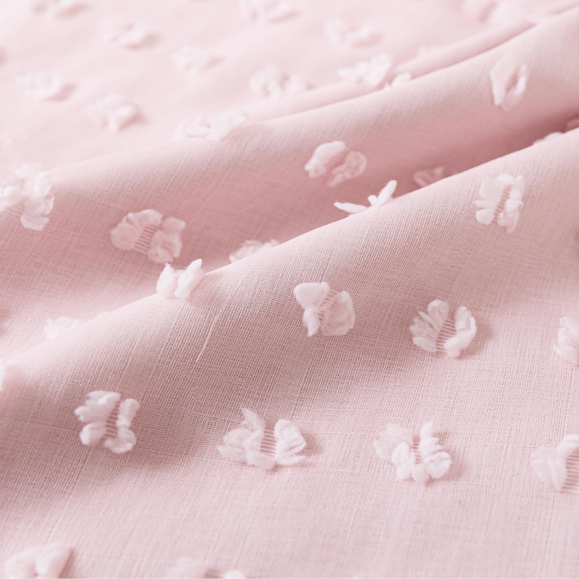 Light pink vertical tufted polka dot pattern curtains - Image 3