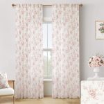 Pink rose bouquet and vine print curtains