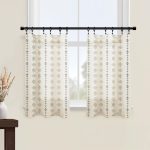 Plant striped printed ivory coffee curtain