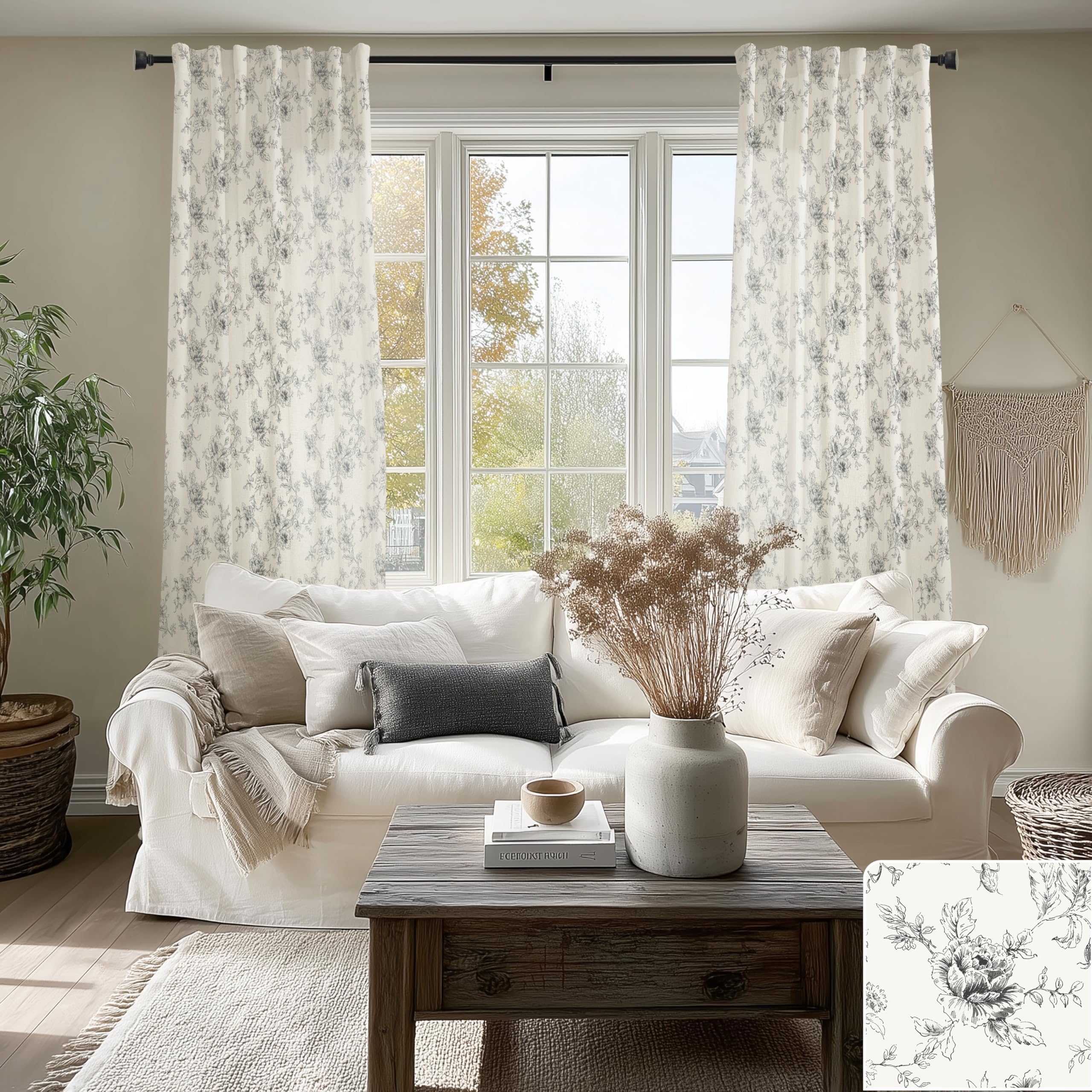 Vintage striped farmhouse style curtains