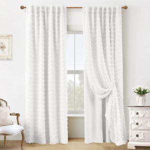 White polka dot striped curtains