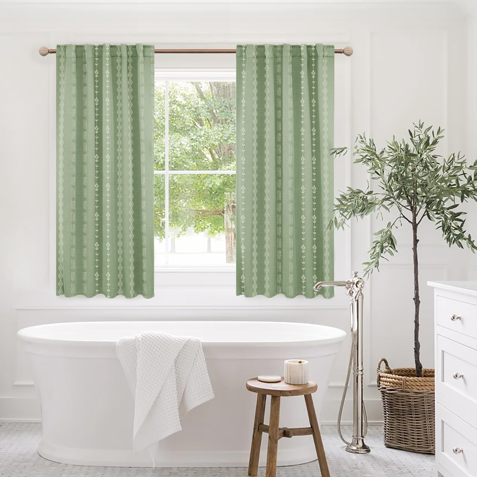 Curtains with wavy geometric stripes and leaf patterns - Image 2