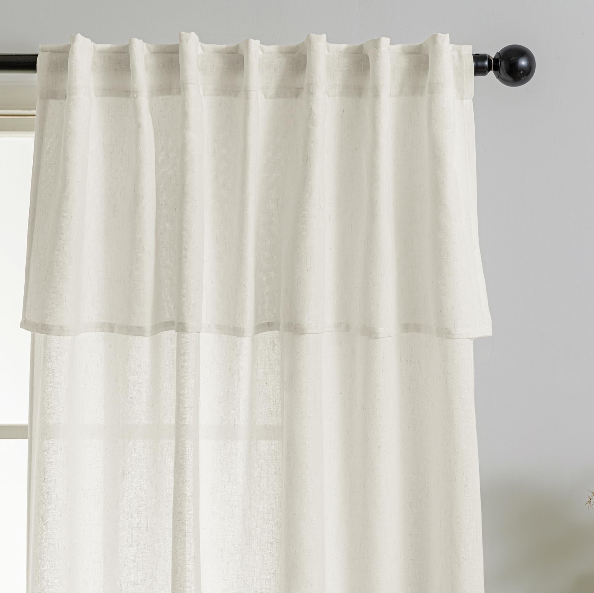 Elegant farmhouse layered ruffled curtains - Image 2