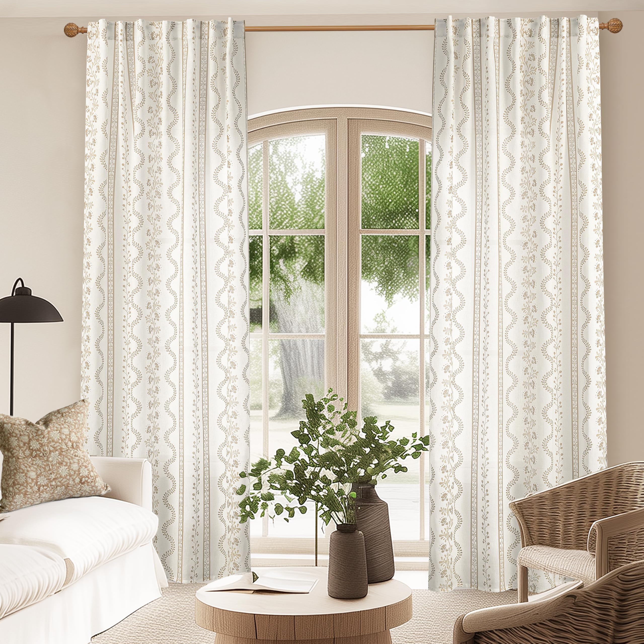 Grayish brown vertical and pinstriped print curtains - Image 2