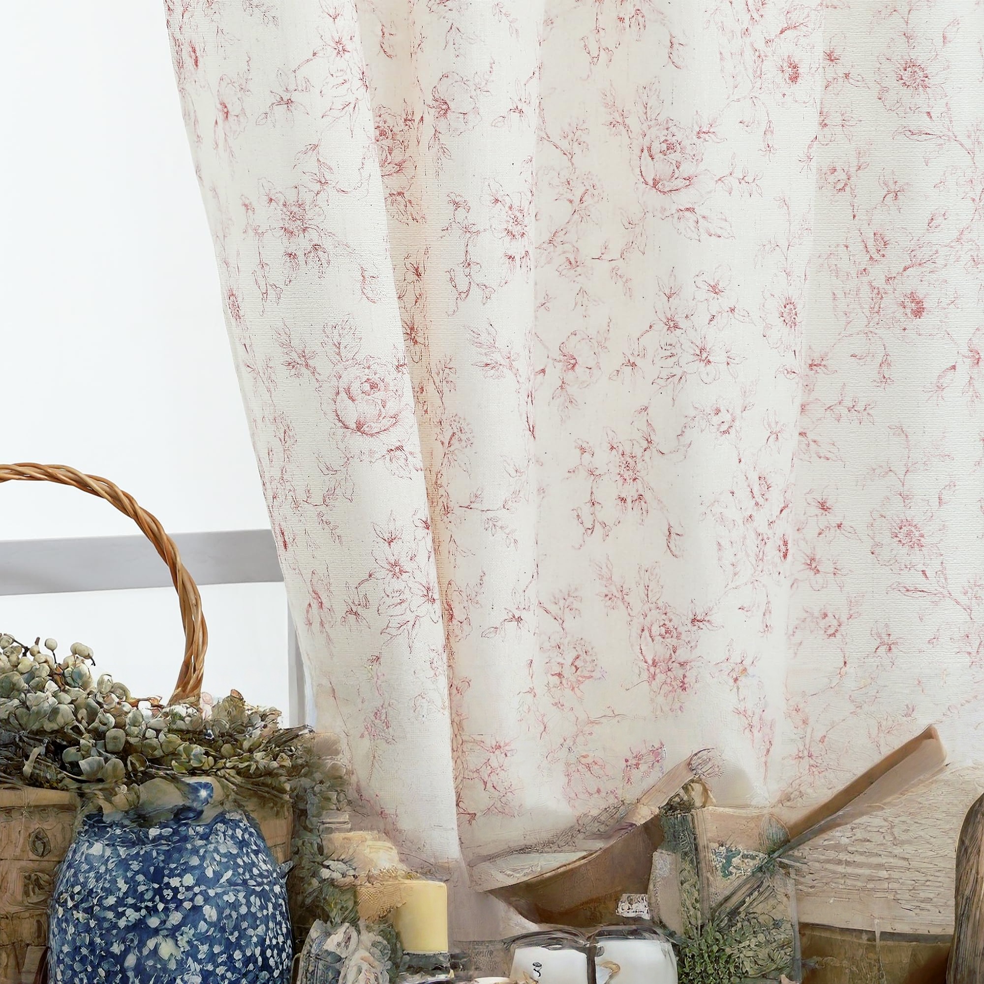 Pink rose bouquet curtains - Image 2