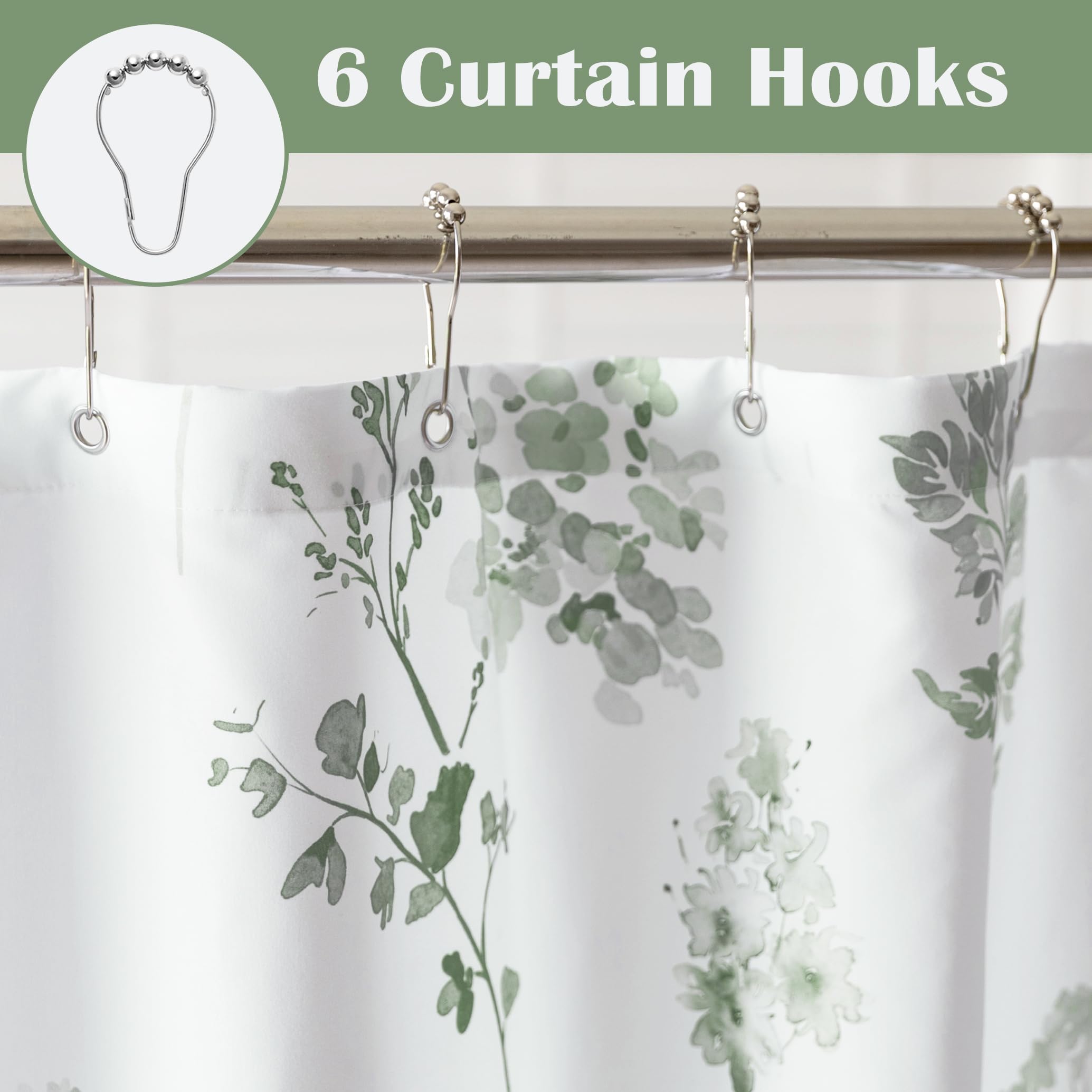White curtains with blue floral pattern - Image 2