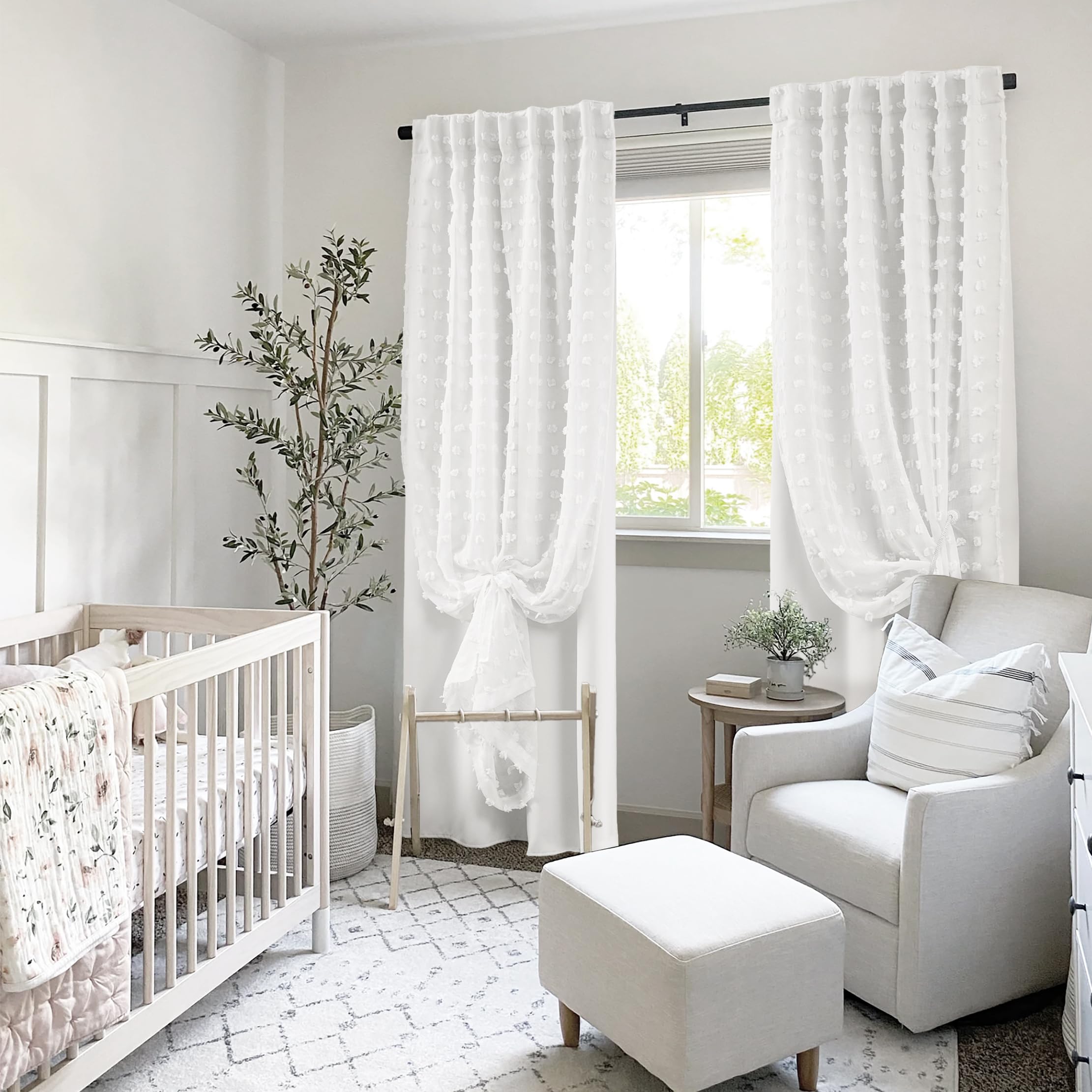 White polka dot striped curtains - Image 2